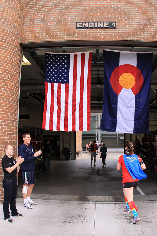 Denver Fire, Denver Fire headquarters, firestation run through, denver marathon, mile 3