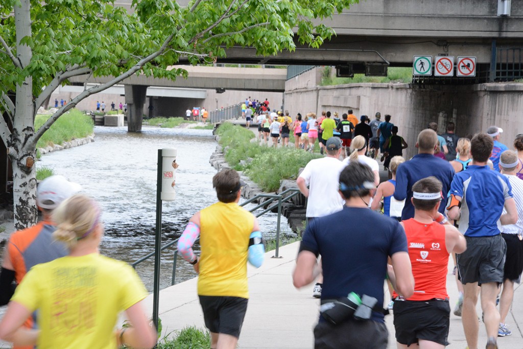 marathon river course, urban river, urban Denver marathon, urban colorado river