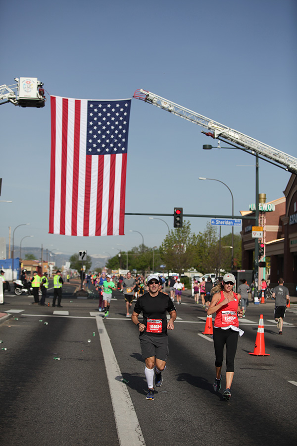 denver, lakewood, firefighters, colfax marathon, patriotic flag
